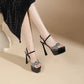 Black  Glitter Diamante  Heels