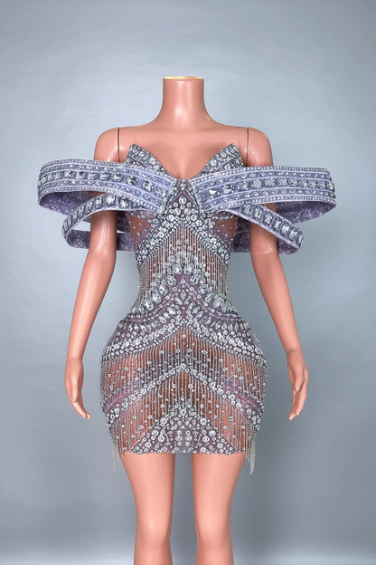The Ultimate Crystal Embellished Lavender Mini Dress for Luxury Events
