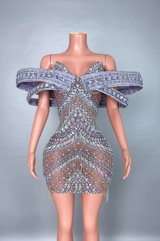 The Ultimate Crystal Embellished Lavender Mini Dress for Luxury Events