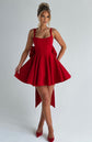 Shoulder Puff Mini Dress Eileen Bubble Skirt Corset Luxury Birthday Dress in Red Yembi Fashion