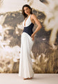 Elegant plunging V-neck maxi dress with front slit