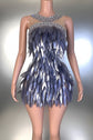 Lavender Tulle Mini Dress – Crystal Embellished Illusion Mesh Party Dress