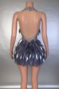 Lavender Tulle Mini Dress – Crystal Embellished Illusion Mesh Party Dress