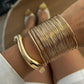 Ingemark Exaggerated Multilayer Thin Wire Open Bangle Women Trendy Punk Hip Hop Wave Cuff Bracelets Grunge Jewelry Steampunk Men