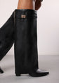 High Block Heel Boots in Black Faux Leather