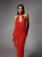 Embellished Maxi Dress in Red