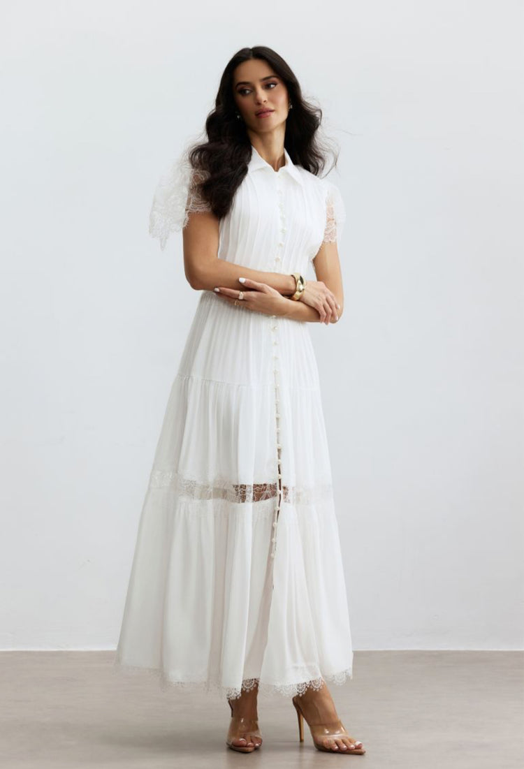 Scalloped lace edging maxi dress – affordable luxury women’s fashion