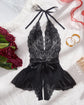 Flower Lace Open Crotch Suspender Backless Nightgown – Sexy Lingerie Dress for Women