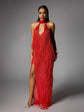 Embellished Maxi Dress in Red