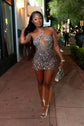 Vero One Shoulder Rhinestone Embellished Mini Dress