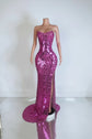 The Ultimate Pink Mirror Maxi Dress with Mosaic Shards & Thigh Slit