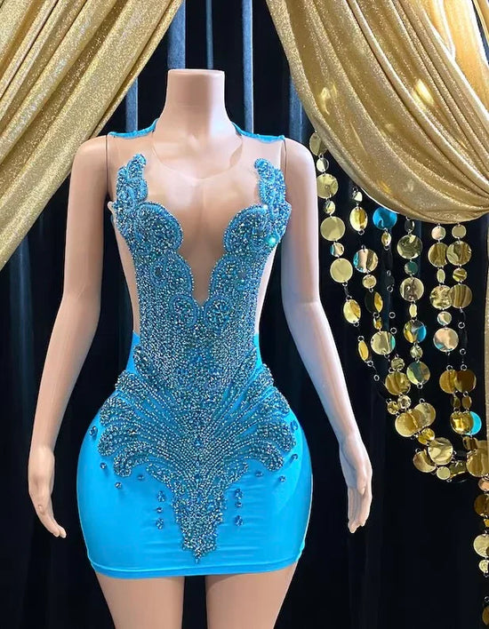 Chain Appliqué Dress | Rhinestone & Diamante Detailing