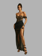 Katy off shoulder lace and mesh maxi dress