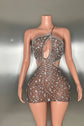 Vero One Shoulder Rhinestone Embellished Mini Dress