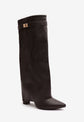 High Block Heel Boots in brown  Faux Leather