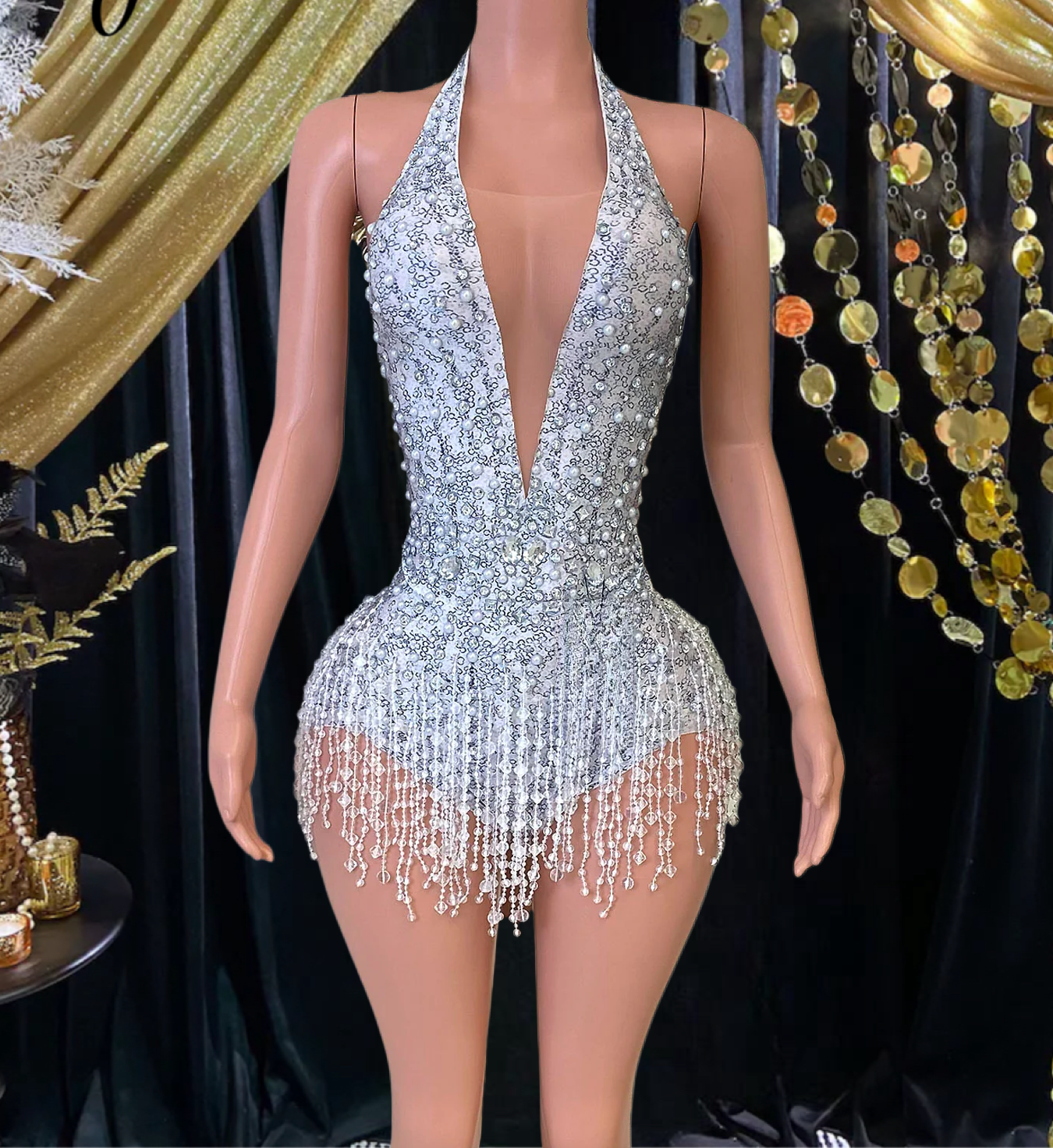 The Ultimate White Crystal Fringe Playsuit for Luxury Celebrations