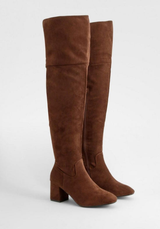 Black  Knee High Heeled Boot