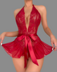Flower Lace Open Crotch Suspender Backless Nightgown – Sexy Lingerie Dress for Women