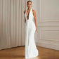 Elegant Halter V-Neck Backless Pleated Dress with Lace-Up Detail – Women’s Evening Dress