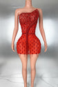 The Ultimate Red Crystal Mini Dress with Asymmetric Beaded Border