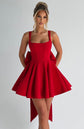 Shoulder Puff Mini Dress Eileen Bubble Skirt Corset Luxury Birthday Dress in Red Yembi Fashion