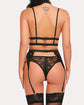 Lace Mesh Bra and Garter Panty Set with Removable Choker