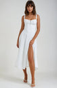 French style lace-up A-line maxi dress – elegant high waist long dress”