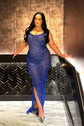 Rhinestone Long Dress – Stretch Mesh Bodycon Evening Party Dress