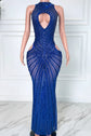 The Ultimate Royal Blue Rhinestone Maxi Dress with Illusion Cutouts