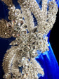Luxury Satin Evening Dress in Dark Blue with sparkly details, maxi length, and elegant satin finish.