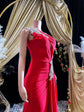 Red Mermaid Dress –Red Crystal Rhinestone Appliqué Birthday Dress