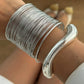 Ingemark Exaggerated Multilayer Thin Wire Open Bangle Women Trendy Punk Hip Hop Wave Cuff Bracelets Grunge Jewelry Steampunk Men