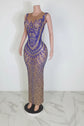 Yembi Fashion royal blue crystal maxi dress with sheer nude illusion mesh, vertical sapphire rhinestone lines, and baroque crystal bodice embellishments