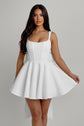 White Off-The-Shoulder Puff Mini Dress Eileen Bubble Skirt Corset Luxury Birthday Dress Yembi Fashion