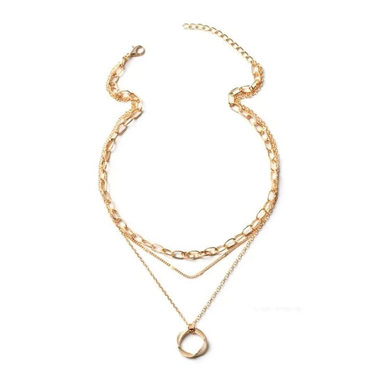 Multilayer Pendant Necklace on Neck Chain Women Crystal Zircon Heart Star Charm Layered Necklace Vintage Female Neck Jewelry Hot