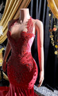 Orange Rhinestone Applique Diamond Dress