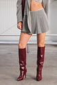 Red Knee High Heeled Boot