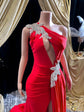 Red Mermaid Dress –Red Crystal Rhinestone Appliqué Birthday Dress