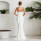 Elegant Halter V-Neck Backless Pleated Dress with Lace-Up Detail – Women’s Evening Dress