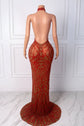 The Ultimate Red Rhinestone Maxi Dress with Abstract Crystal Branches