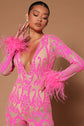 Lorry Sequin Feather Jumpsuit - Pink