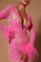 Lorry Sequin Feather Jumpsuit - Pink