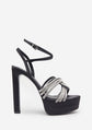 Black  Glitter Diamante  Heels
