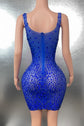 Rhinestone Mini Dress – Stretch Mesh Bodycon Evening Party Dress