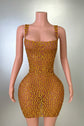 Rhinestone Mini Dress – Stretch Mesh Bodycon Evening Party Dress