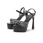 Black  Glitter Diamante  Heels