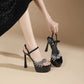 Black  Glitter Diamante  Heels