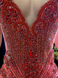 Orange Rhinestone Applique Diamond Dress