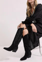 Laure Faux Suede Knee High Western Cowboy Boots in Black