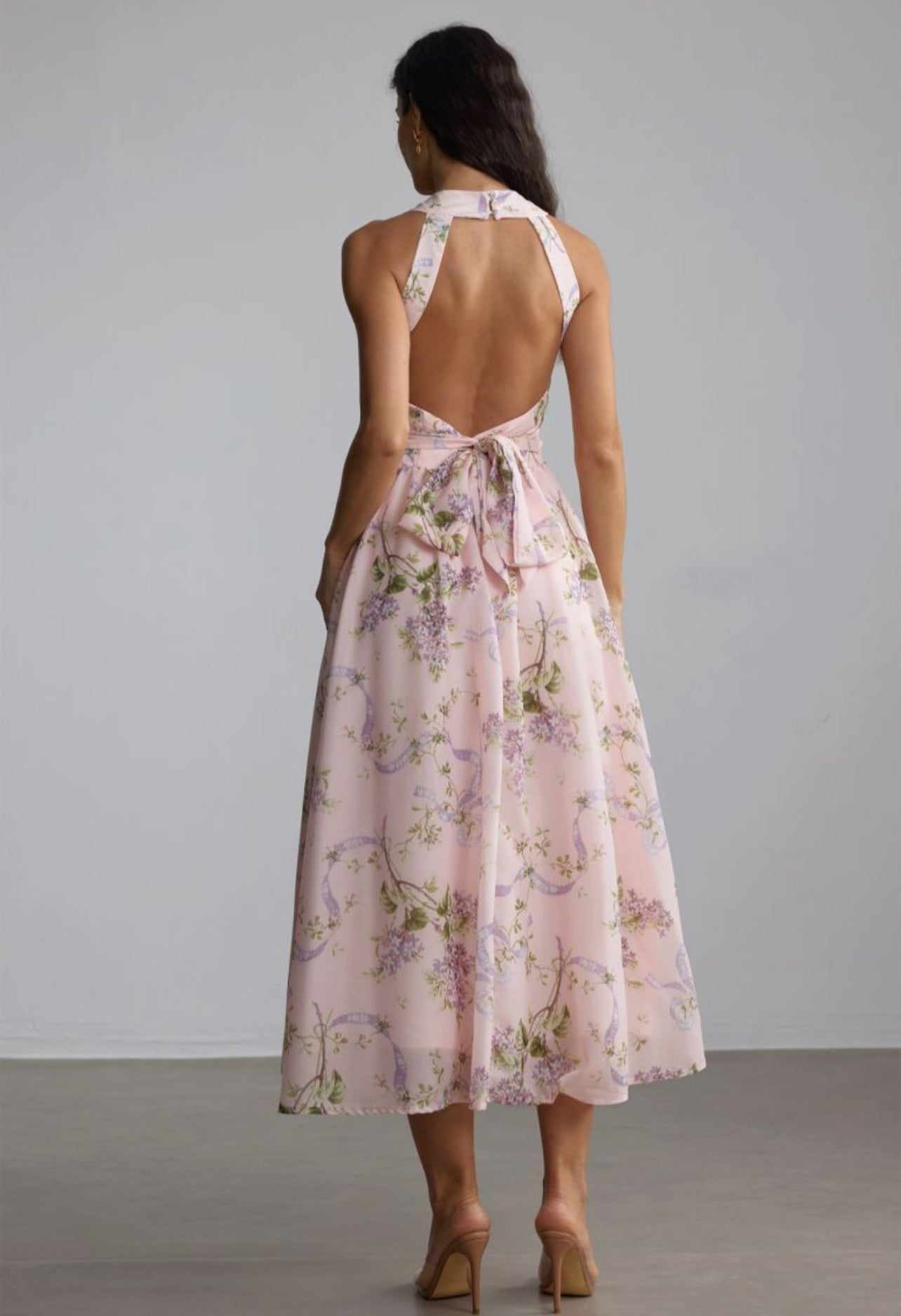 Women’s floral print pink midi dress